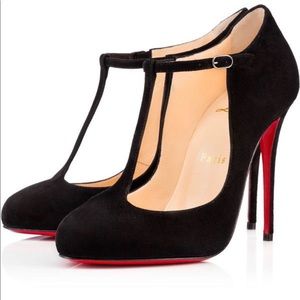 Christian Louboutin black T-strap stiletto heel